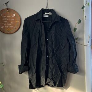 Irish Linen Black Button Shirt